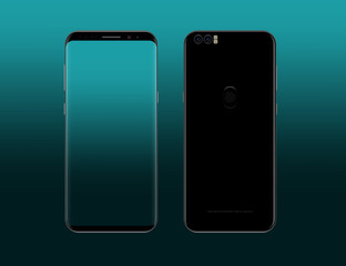 Frameless smartphone design concept. Borderless smart phone illustration. Edgeless smartphone model realistic vector