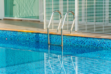 Swimming pool blue with stair at hotel