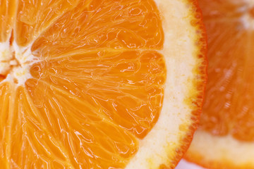 The flesh is juicy orange closeup