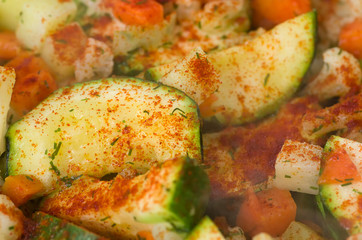 Vegetables with spices.