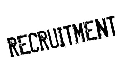 Recruitment rubber stamp. Grunge design with dust scratches. Effects can be easily removed for a clean, crisp look. Color is easily changed.