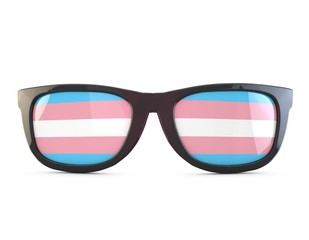 Transgender flag sunglasses. 3D Rendering