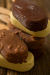 ice cream on wooden surface