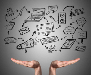 Communication concept sustained by open hands