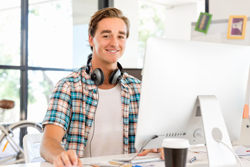 Young man working in office