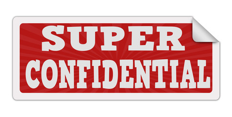 Rubber stamp with text super confidential inside