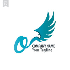 Initial Letter O Logo With Eagle or Hawk Icon Design Template