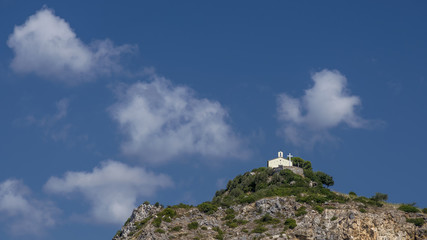 The church of Castellare on the hill above the village of San Giovanni alla Vena, Vicopisano, Pisa, Italy, before it was destroyed by an explosion