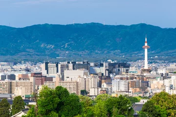 Deurstickers 京都タワーと京都市遠景 © oben901