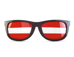 Austria flag sunglasses. 3D Rendering