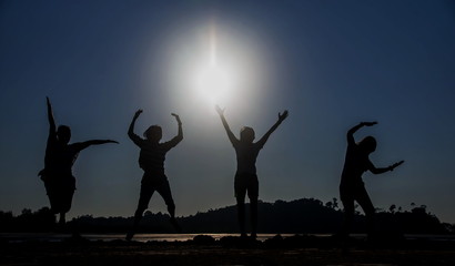 silhouette on the sea