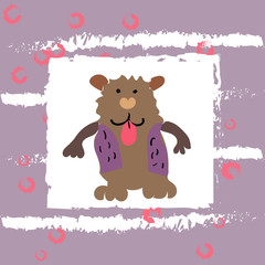 Cute hand drawn bear with empty bubble for written text