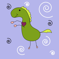 freehand drawn thought cute cartoon dinosaur