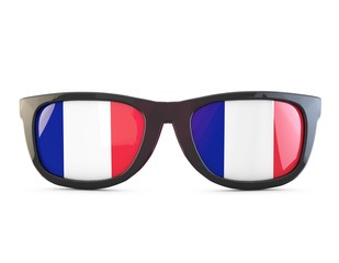 Fototapeta na wymiar France flag sunglasses. 3D Rendering