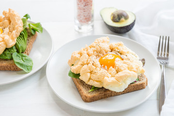 Breakfast with Wholemeal Bread Toast and Cloud Egg