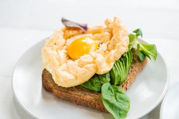 Breakfast with Wholemeal Bread Toast and Cloud Egg