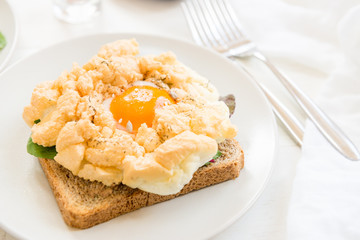 Breakfast with Wholemeal Bread Toast and Cloud Egg