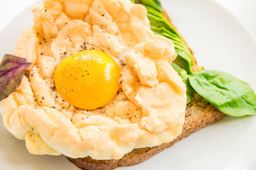 Breakfast with Wholemeal Bread Toast and Cloud Egg