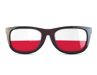 Poland flag sunglasses. 3D Rendering