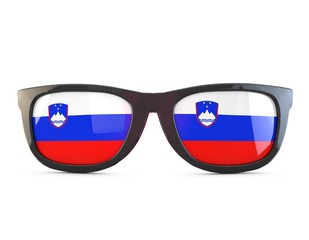 Slovenia flag sunglasses. 3D Rendering