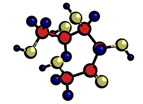 Molecular structure of fructose (fruit sugar)