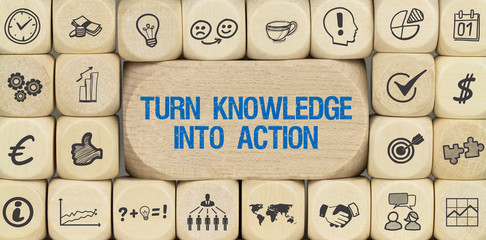 Turn Knowledge into Action / Würfel mit Symbole