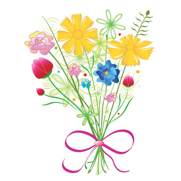 Bouquet of colorful flowers in vector format.