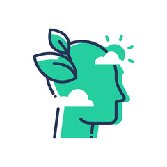 Green Mind - modern vector single line icon