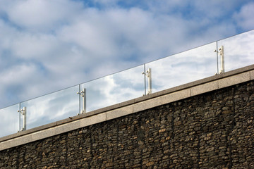 Glass handrails on a roof