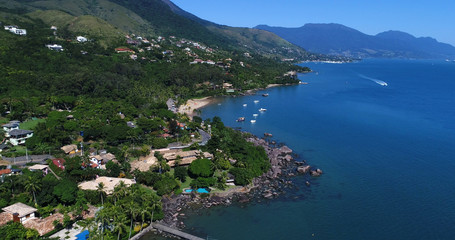 Obraz premium Aerial View of Ponta Azeda Beach in Ilhabela, Brazil
