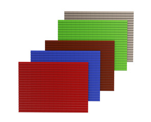 Black, red, green, blue, brown roof tiles isolated on white background 3d render © vadarshop