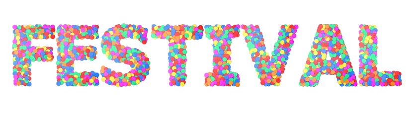 Festival Confetti type word. 3D rendering