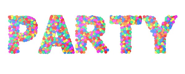 Party Confetti type word. 3D rendering