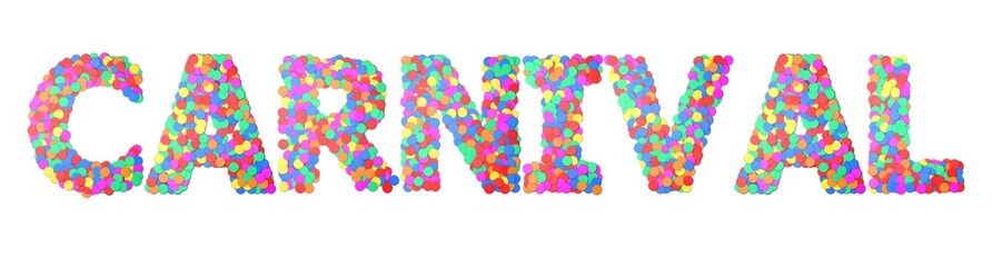 Carnival Confetti type word. 3D rendering