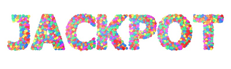 Jackpot Confetti type word. 3D rendering