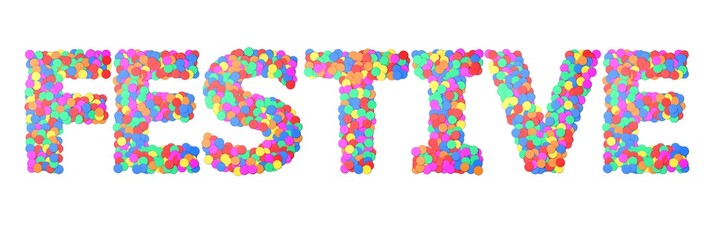 Festive Confetti type word. 3D rendering