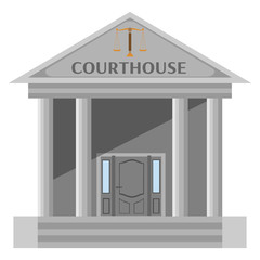 Isolated courthouse building on white background