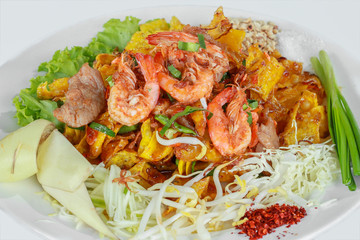 Pad Thai with shrimp a popular Thai noodle dish
