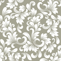 Fototapeta na wymiar Seamless beige and white floral wallpaper