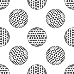 Golf ball icon seamless pattern on white background. Vector Illustration
