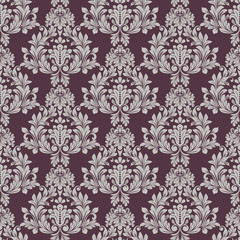 Seamless grey and purple floral wallpaper