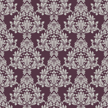 Seamless Grey And Purple Floral Wallpaper