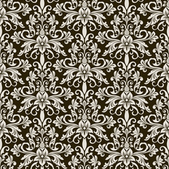 Dark brown and beige vintage wallpaper pattern