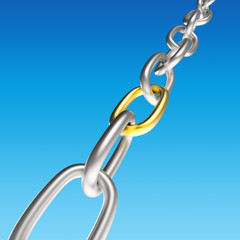 Obraz premium Metal chain with one gold link