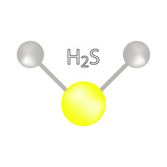 Hydrogen Sulfide (H2S) Molecule Color Icon Symbol Design. Vector illustration isolated on white background. Toxic gas with the odor of rotting eggs.