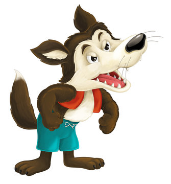 Fototapeta cartoon wolf looking sowhere being angry