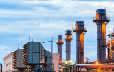 Gas turbine electrical power plant at dusk with twilight   © bobo1980