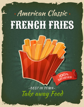 Retro Fast Food French Fries Poster