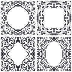 Black and white square floral frames