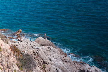 The Summer Blue sea with the rock